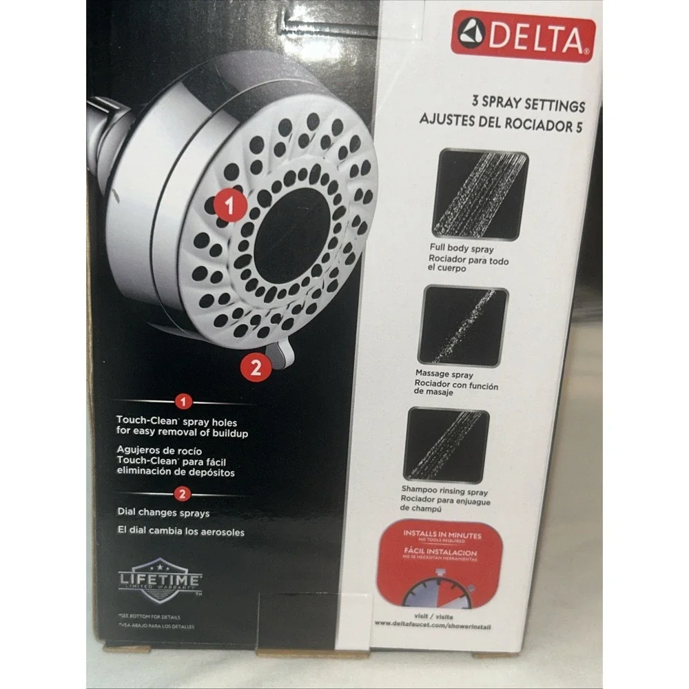Delta 3-Spray 3-5/8 Single‎ Fixed Shower Head Chrome 75301